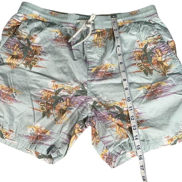 Cotton On Men’s Beach Shorts Large Hawaiian Print Elastic Waist Drawstring Swim - Picture 6 of 9